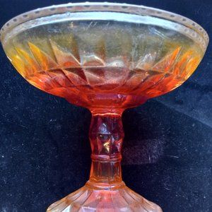 Vintage Jeanette Amberina Compote Candy Dish